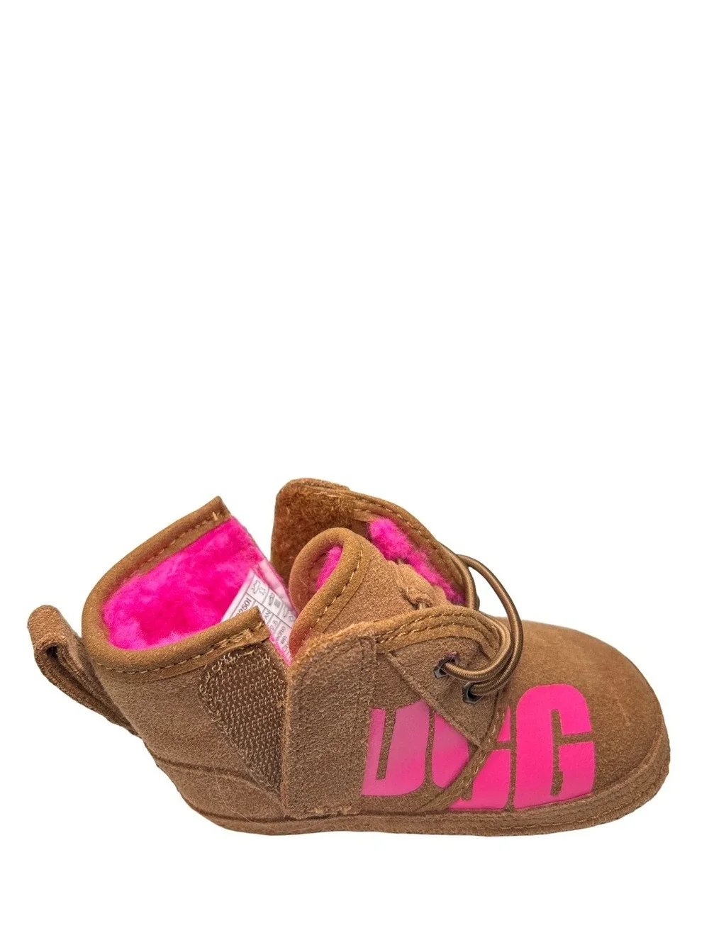 UGG Toddlers Brown Suede Moccasins Pink Trim Size 4-5